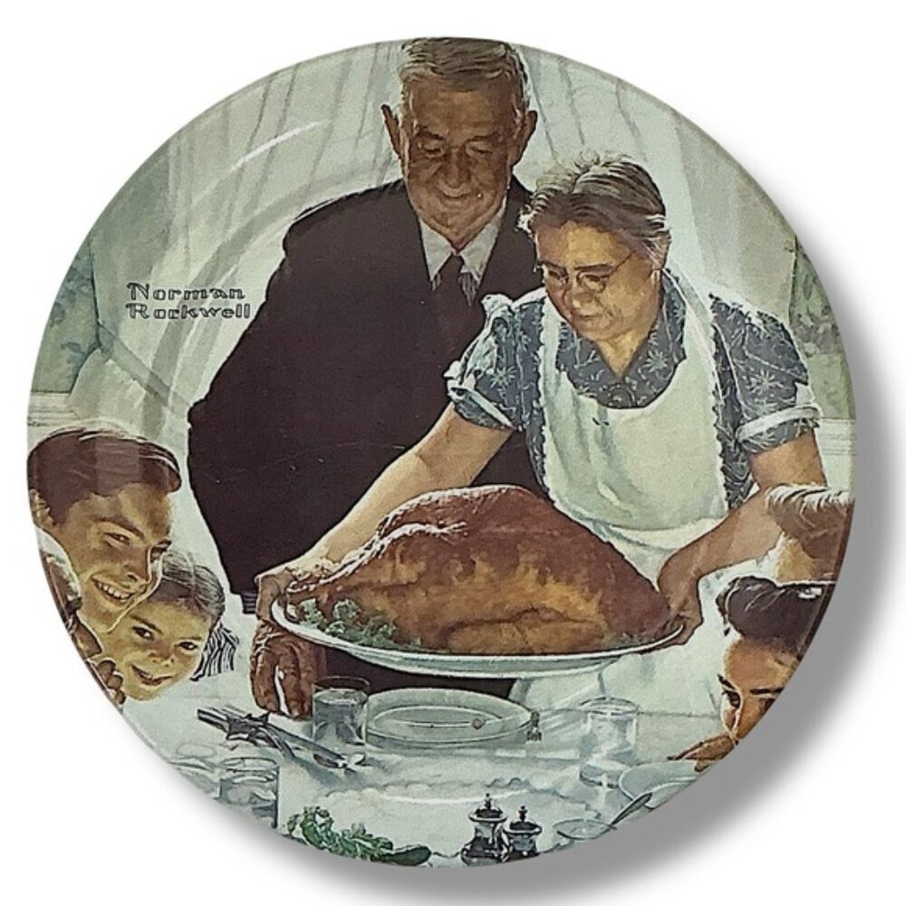 Norman Rockwell Thanksgiving Collector Metal Plate Four Freedoms Vintage 1979 - Picture 16 of 16
